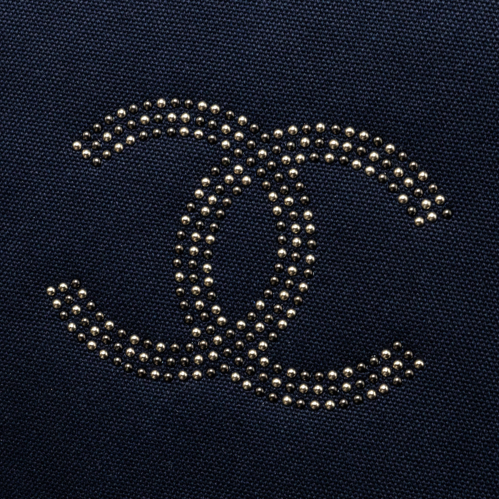 CHANEL DOUBLE SIDE ZIP POUCH/ZIP CLUTCH FABRIC BLACK RUTHENIUM HARDWARE