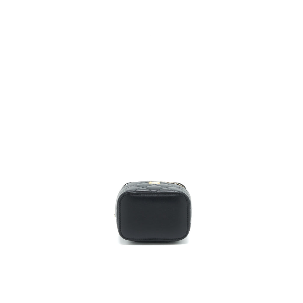 CHANEL 22C PEARL CRUSH MINI VANITY WITH CHAIN LAMBSKIN BLACK GHW