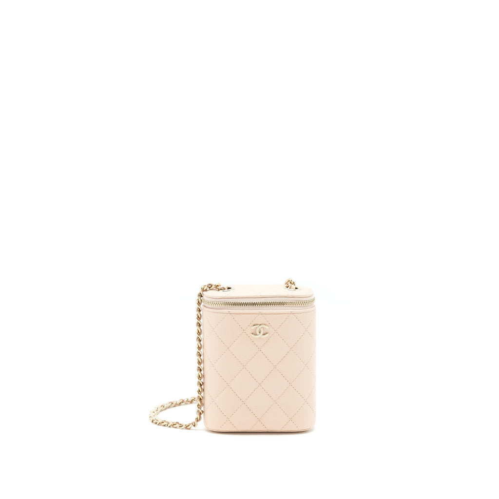 CHANEL 22C VERTICAL VANITY WITH CHAIN CAVIAR BEIGE LGHW