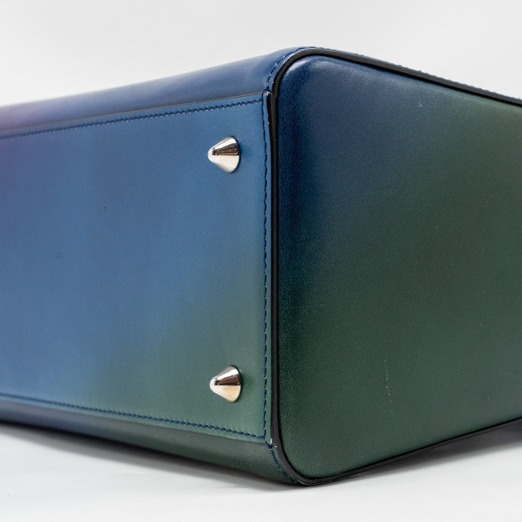 DIOR MEDIUM LADY DIOR BOX CALFSKIN GRADIENT BLUE/PURPLE/GREEN SHW