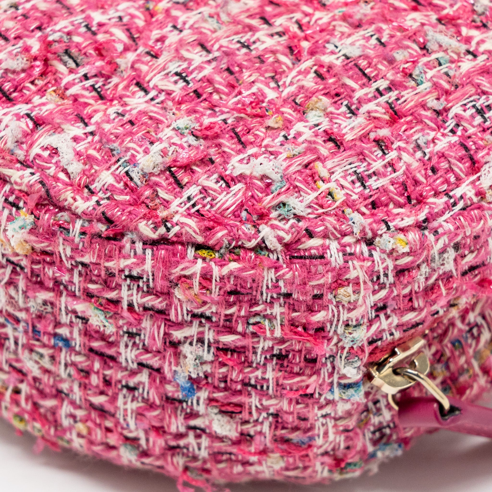 CHANEL ROUND CLUTCH WITH CHAIN TWEED PINK/MULTICOLOUR LGHW