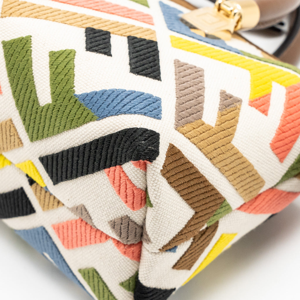 FENDI BY THE WAY MINI BAG EMBROIDERED FF CANVAS MULTICOLOUR GHW
