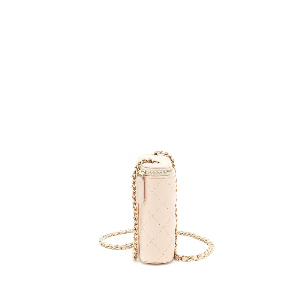 CHANEL 22C LIGHT BEIGE CAVIAR VERTICAL VANITY WITH CHAIN LGHW