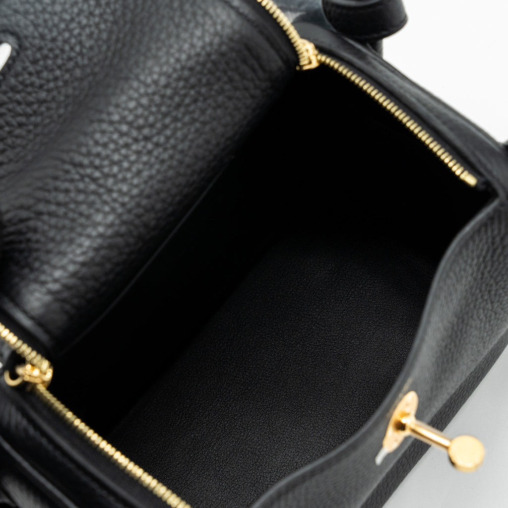HERMES MINI LINDY CLEMENCE BLACK GHW