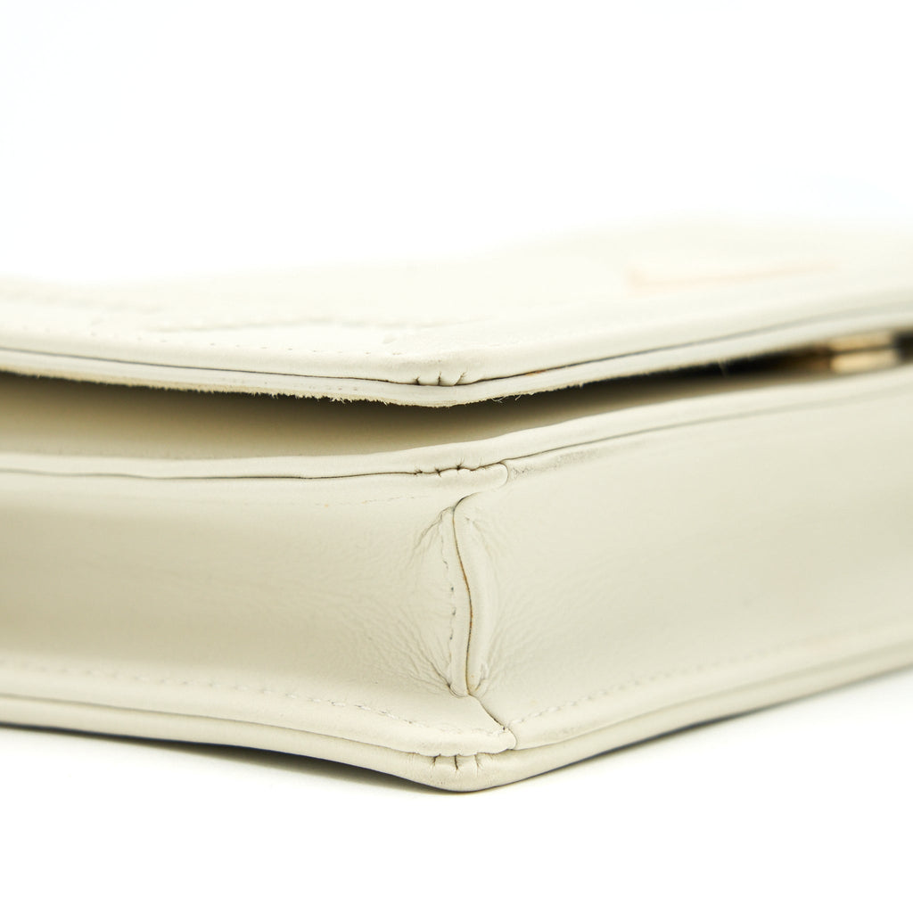 DIOR DIORAMA WALLET ON CHAIN WHITE WITH WHITE HARDWARE