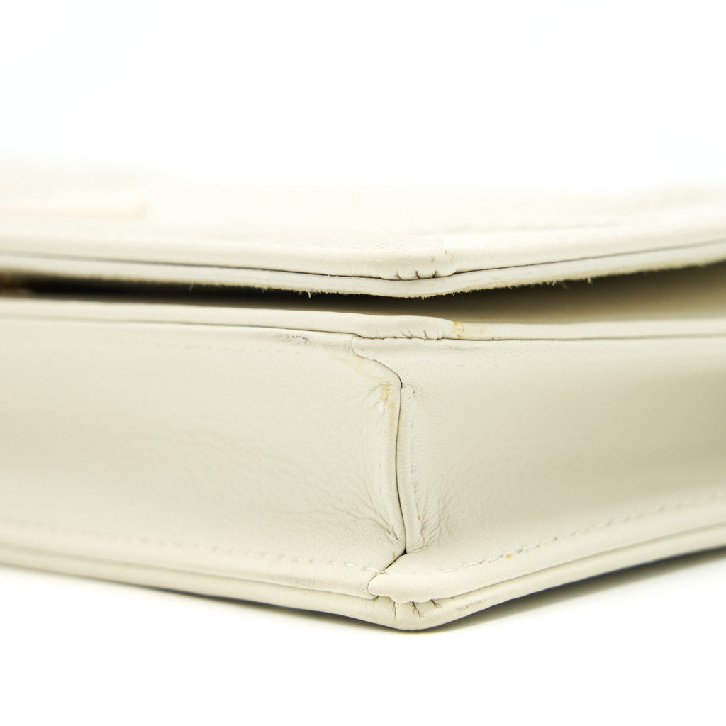 DIOR DIORAMA WALLET ON CHAIN WHITE WITH WHITE HARDWARE