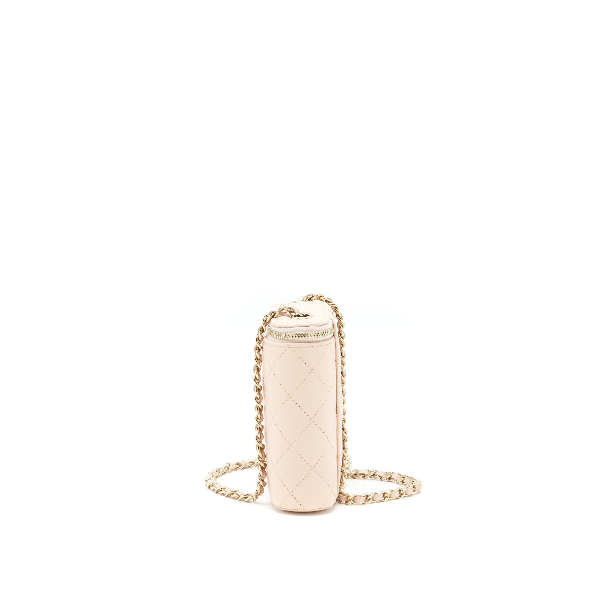 CHANEL 22C LIGHT BEIGE CAVIAR VERTICAL VANITY WITH CHAIN LGHW