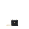 CHANEL MINI VANITY WITH PEARL CHAIN LAMBSKIN BLACK LGHW