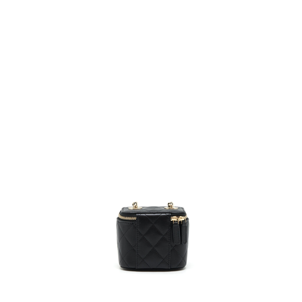 CHANEL MINI VANITY WITH PEARL CHAIN LAMBSKIN BLACK LGHW