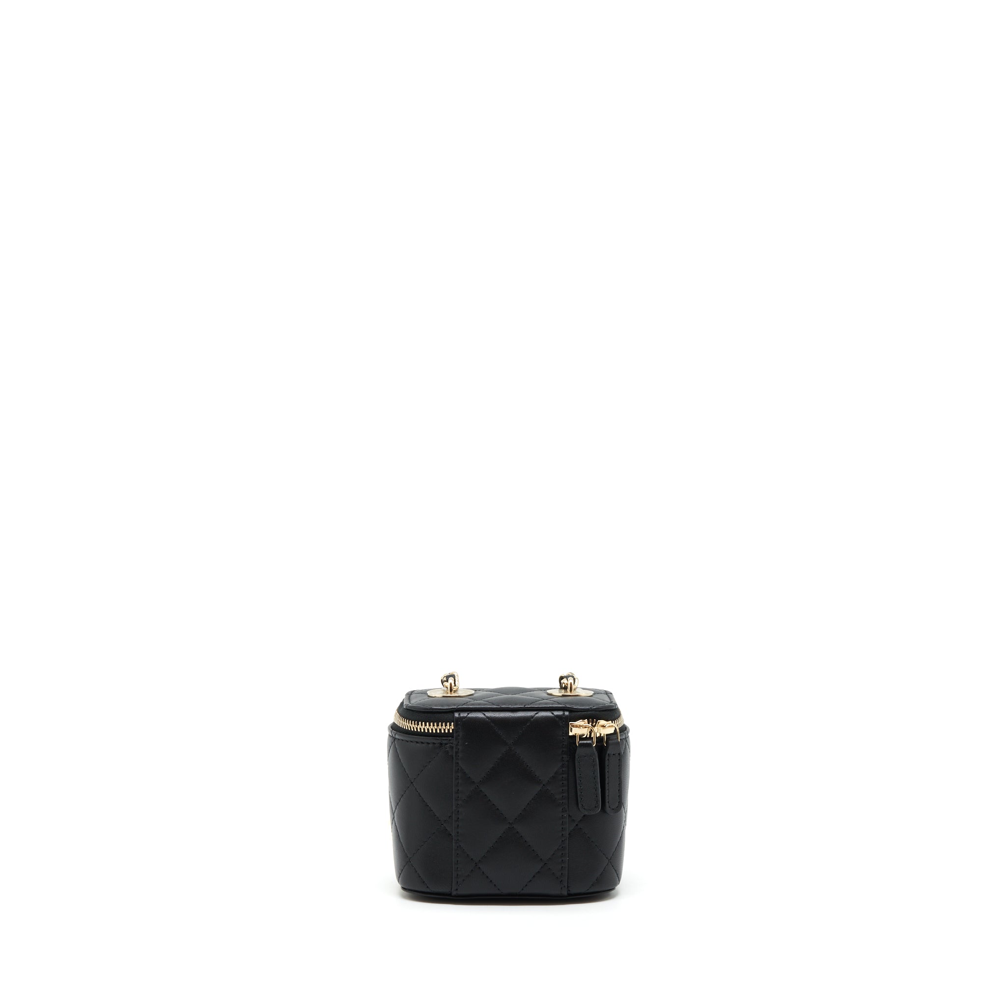 CHANEL MINI VANITY WITH PEARL CHAIN LAMBSKIN BLACK LGHW