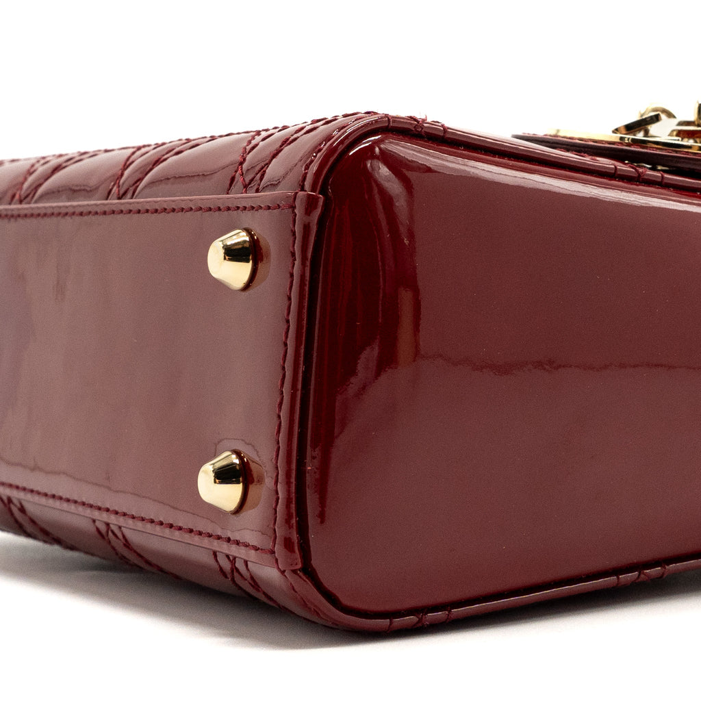 DIOR MINI LADY DIOR PATENT RED LGHW