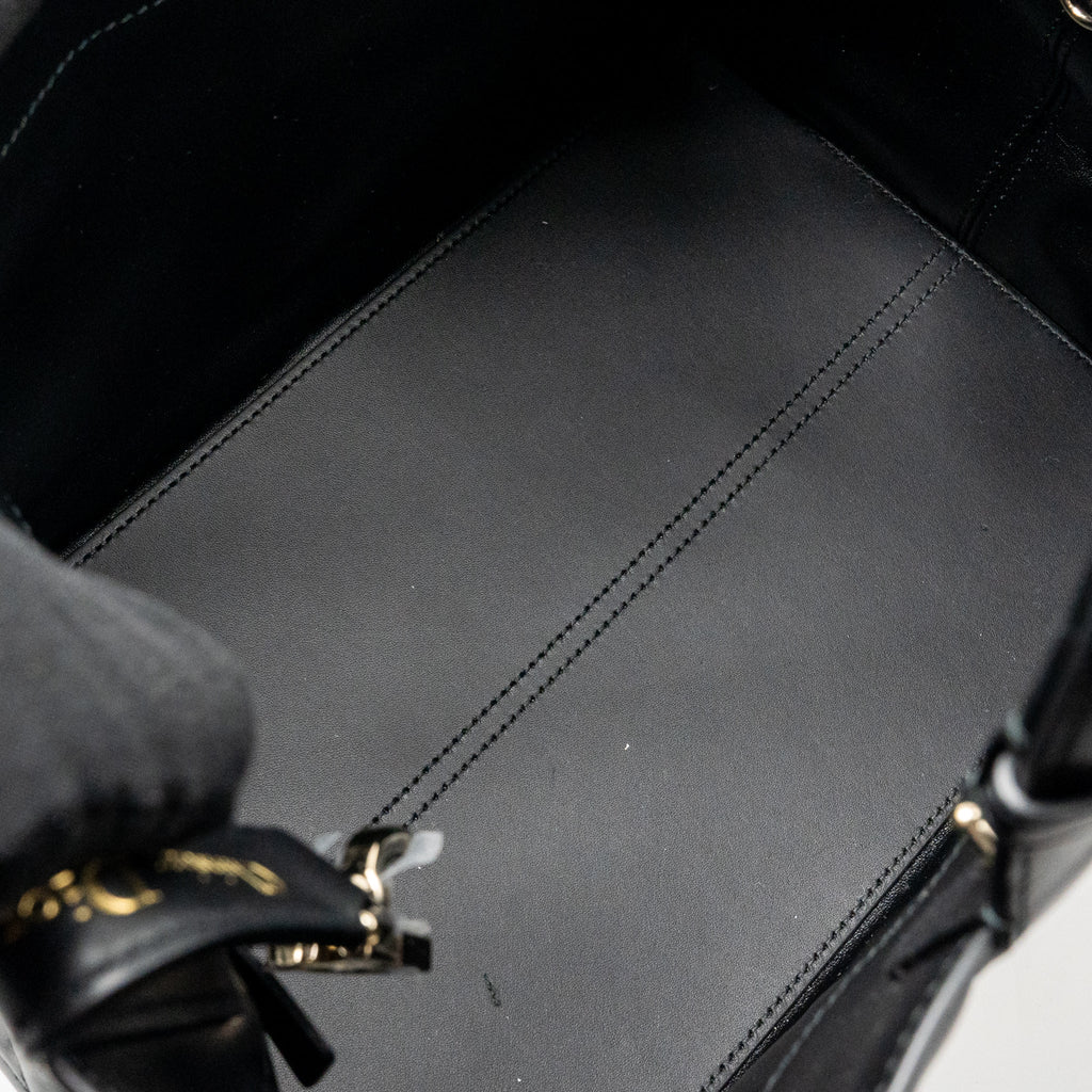 DIOR MEDIUM DIOR TOUJOURS TOTE BAG MACROCANNAGE CALFSKIN BLACK LGHW