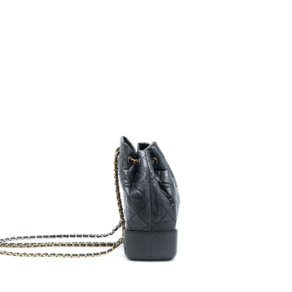CHANEL SMALL GABRIELLE BACKPACK AGED CALFSKIN BLACK MULTICOLOUR HARDWARE