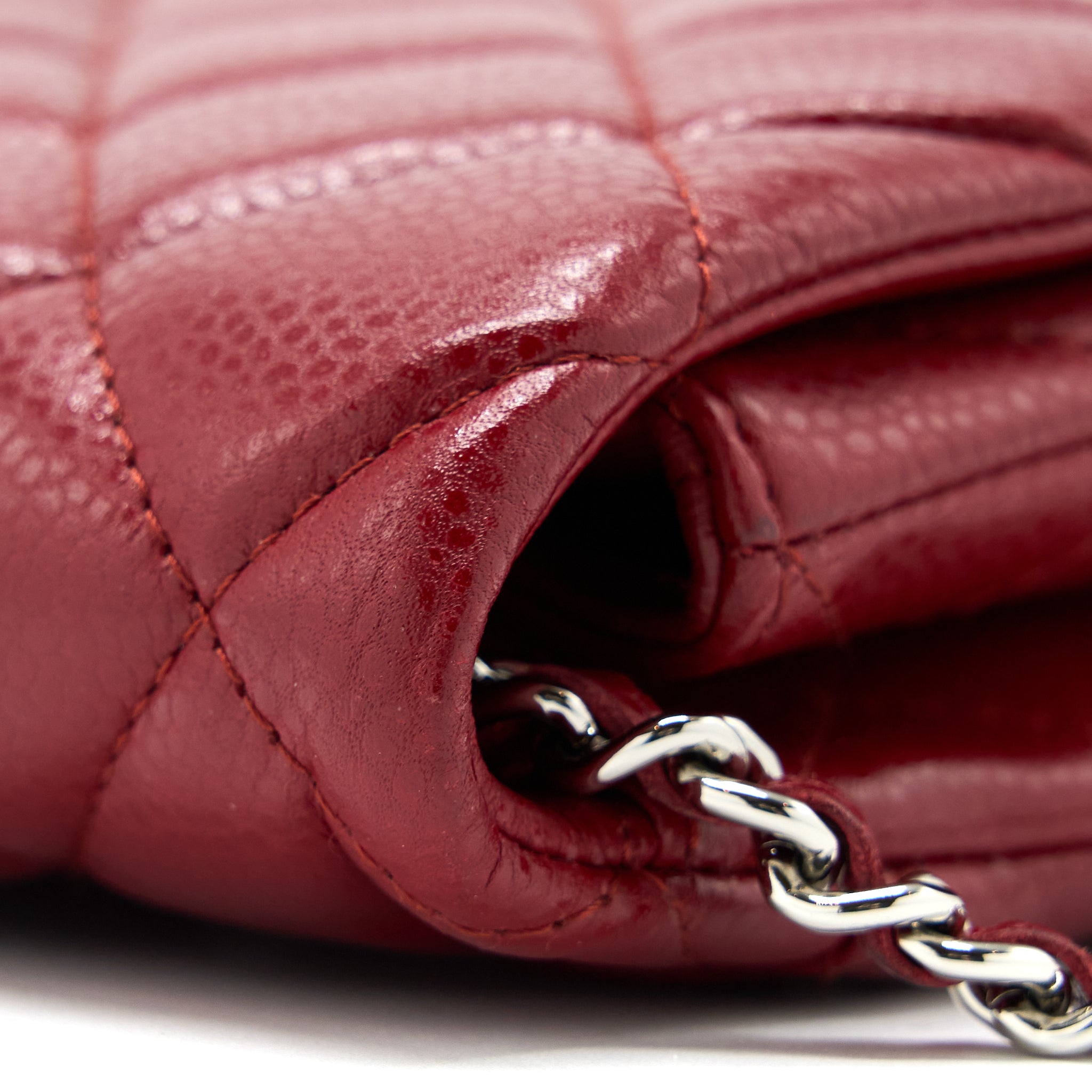 CHANEL CLASSIC TIMELESS FLAP CLUTCH WITH CHAIN CAVIAR RED SHW