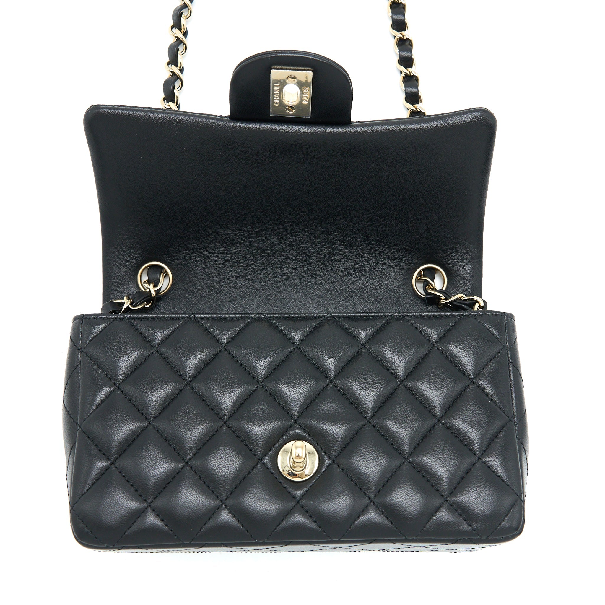 CHANEL MINI RECTANGULAR FLAP BAG LAMBSKIN BLACK LGHW