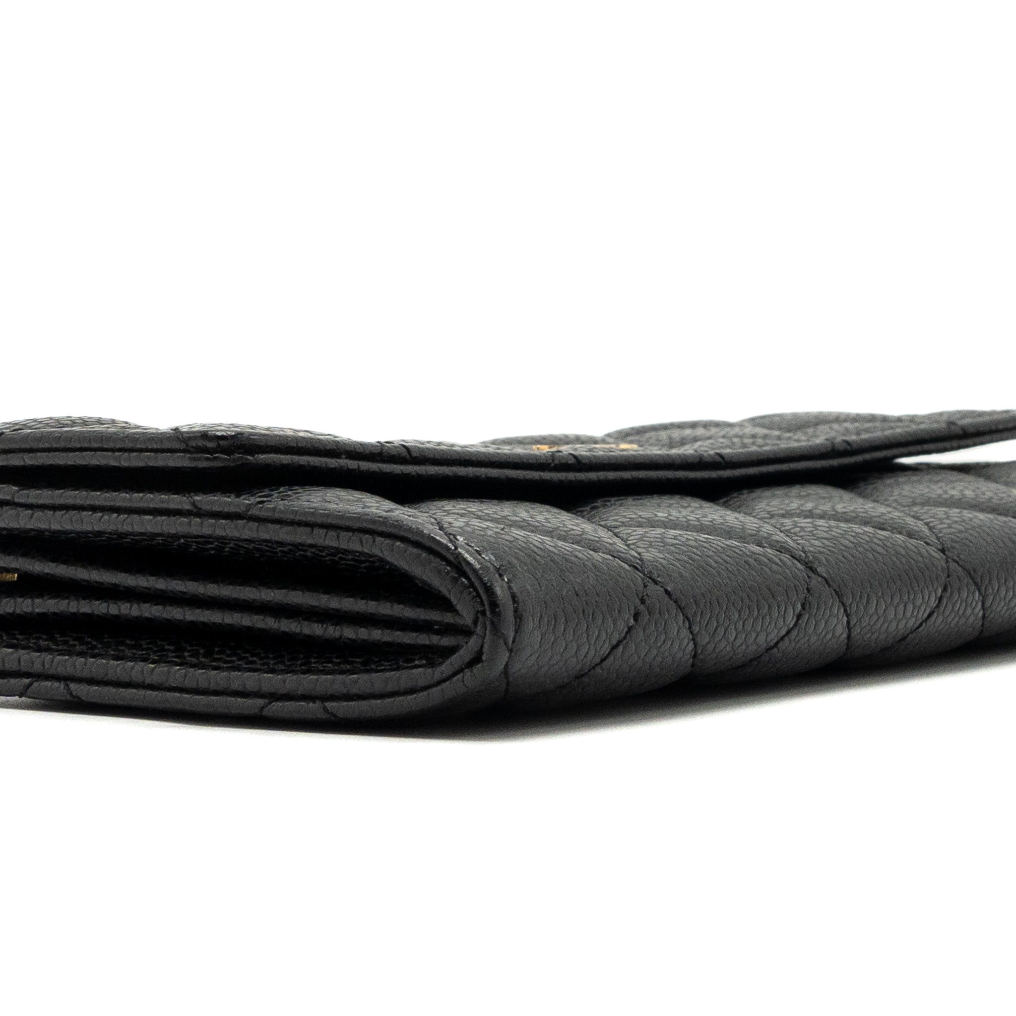 CHANEL FLAP LONG WALLET CAVIAR BLACK GHW