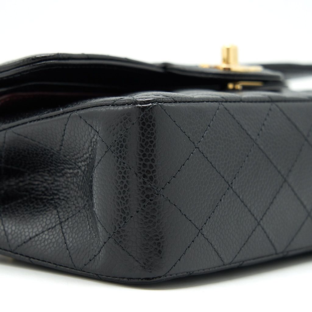 CHANEL SMALL CLASSIC DOUBLE FLAP BAG CAVIAR BLACK GHW (MICROCHIP)