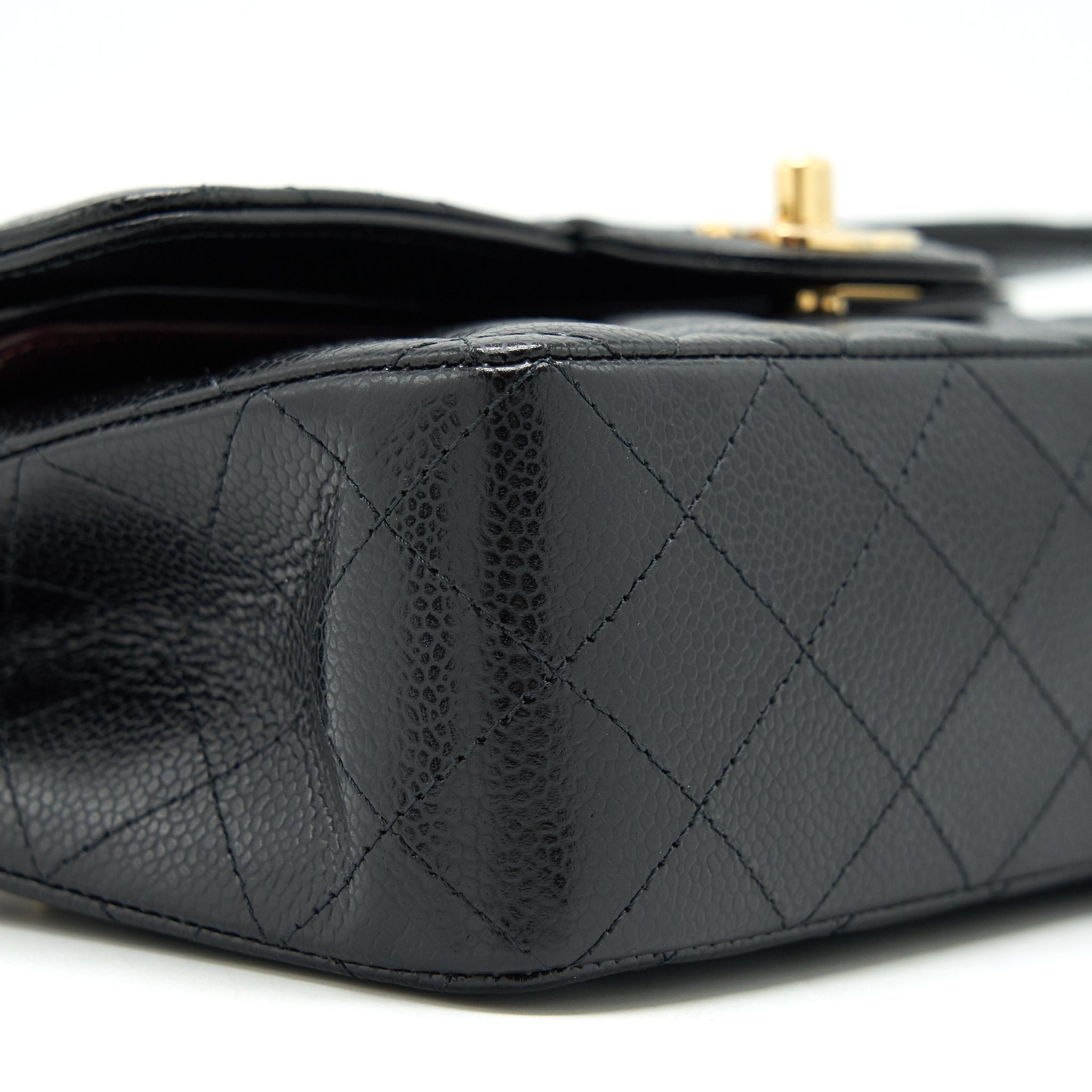 CHANEL SMALL CLASSIC DOUBLE FLAP BAG CAVIAR BLACK GHW (MICROCHIP)