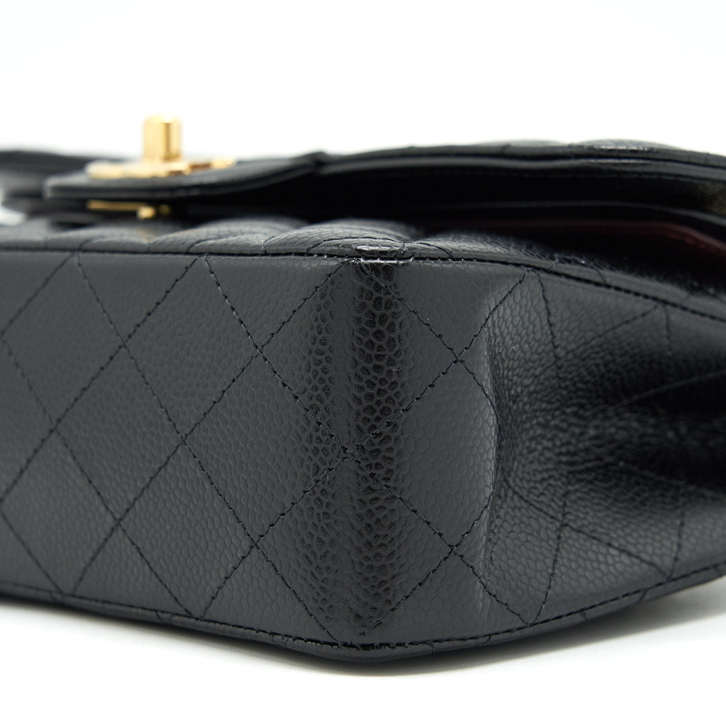 CHANEL SMALL CLASSIC DOUBLE FLAP BAG CAVIAR BLACK GHW (MICROCHIP)