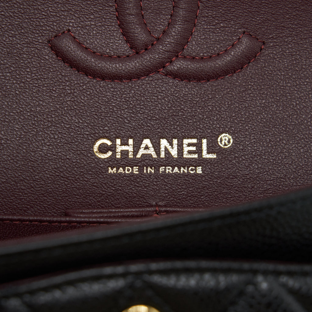 CHANEL SMALL CLASSIC DOUBLE FLAP BAG CAVIAR BLACK GHW (MICROCHIP)
