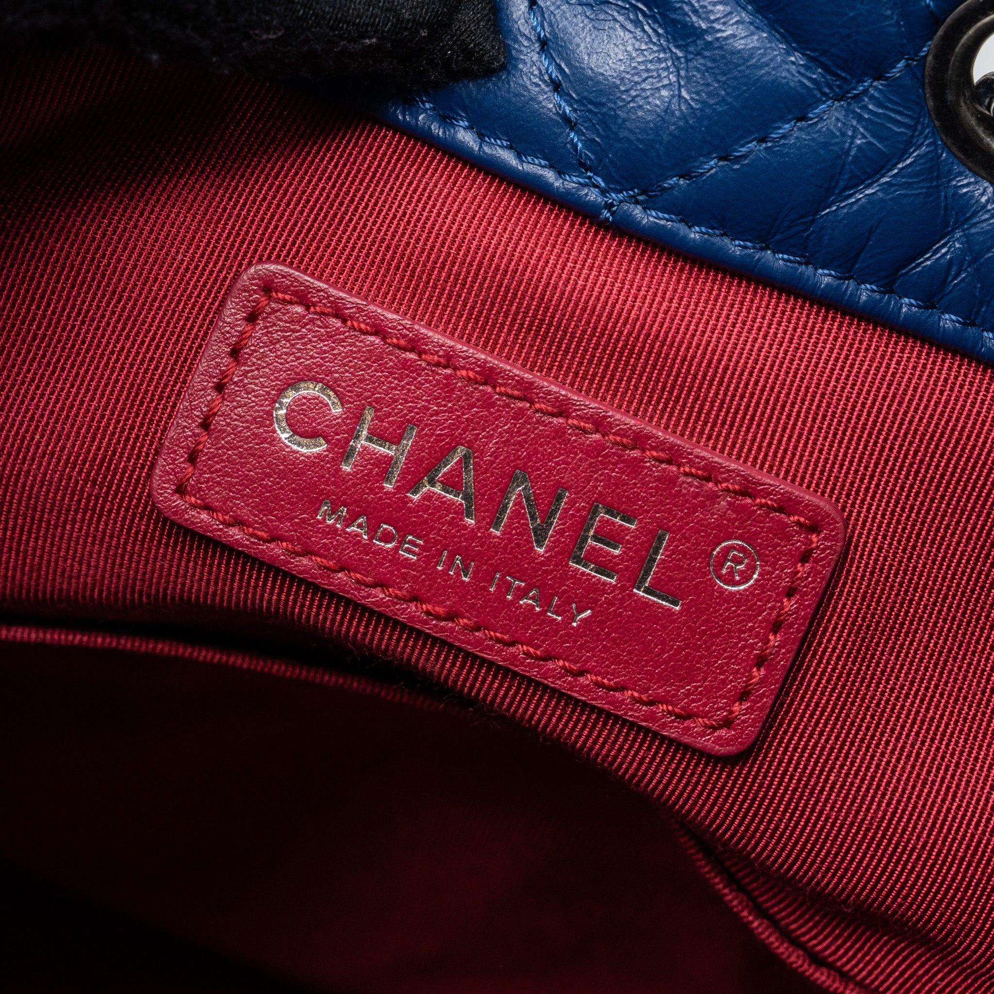 CHANEL MEDIUM GABRIELLE BACKPACK AGED CALFSKIN BLUE MULTICOLOUR HARDWARE
