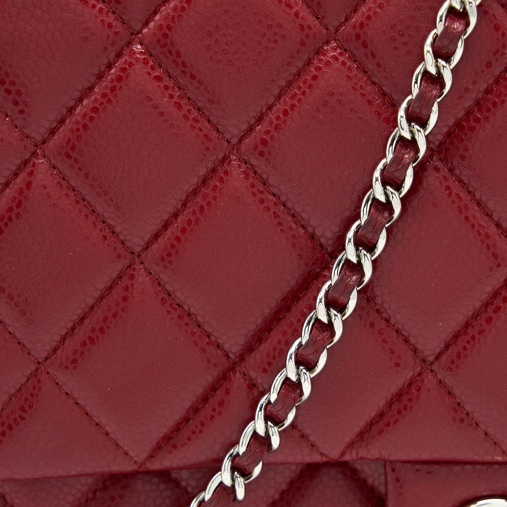 CHANEL CLASSIC TIMELESS FLAP CLUTCH WITH CHAIN CAVIAR RED SHW