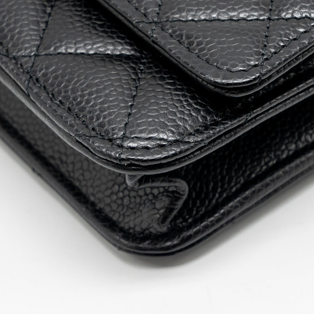 CHANEL CLASSIC WALLET ON CHAIN CAVIAR BLACK GHW (MICROCHIP)