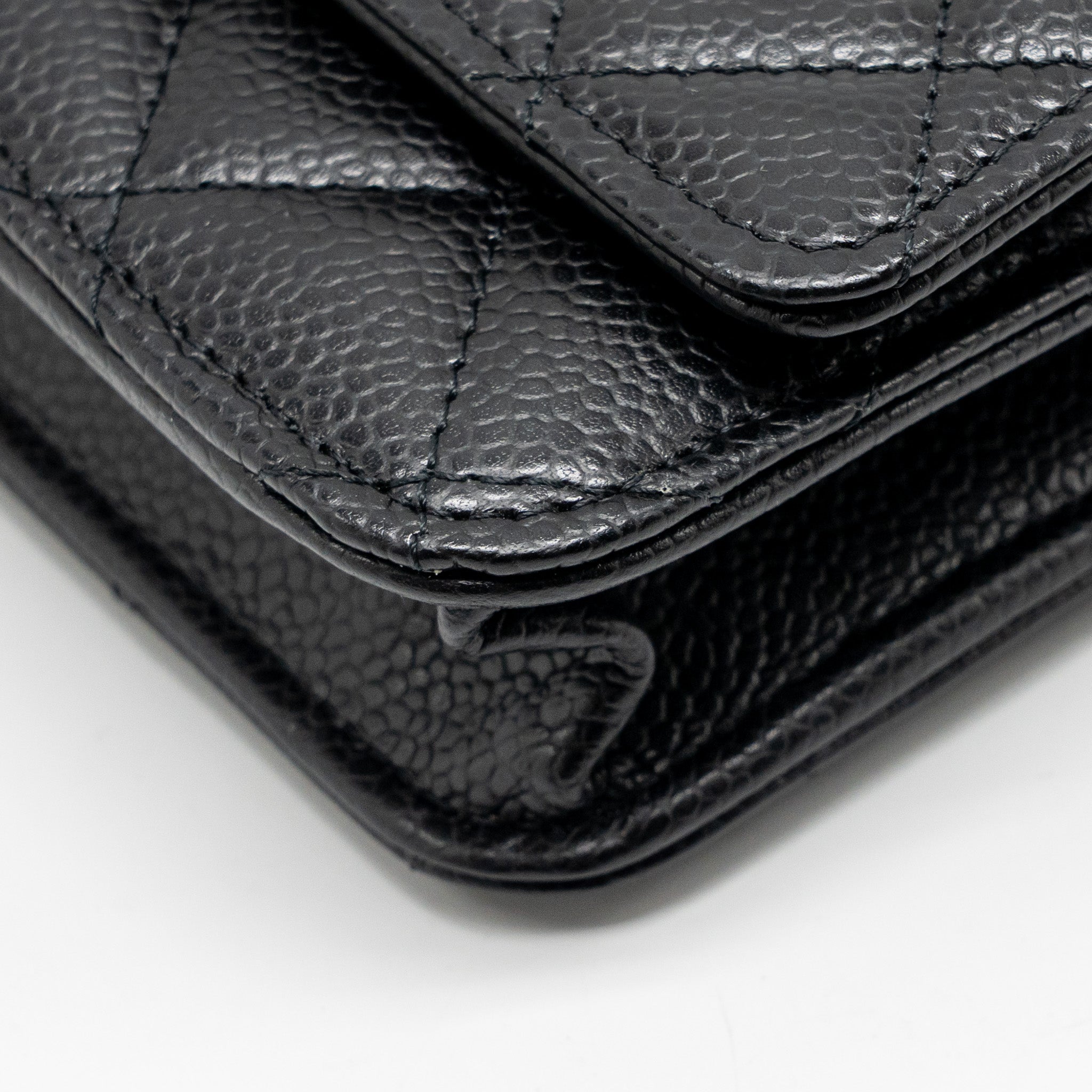 CHANEL CLASSIC WALLET ON CHAIN CAVIAR BLACK GHW (MICROCHIP)