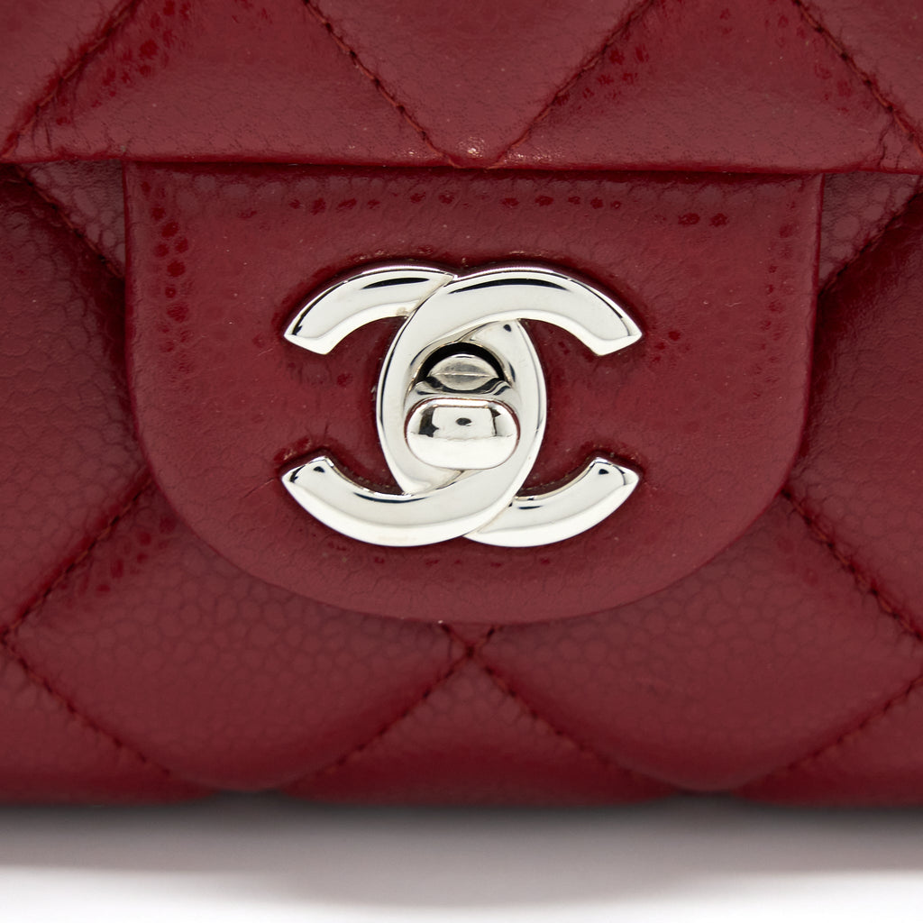 CHANEL CLASSIC TIMELESS FLAP CLUTCH WITH CHAIN CAVIAR RED SHW