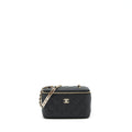 CHANEL 22P LONG VANITY WITH CC LOGO CHAIN CAVIAR BLACK LGHW