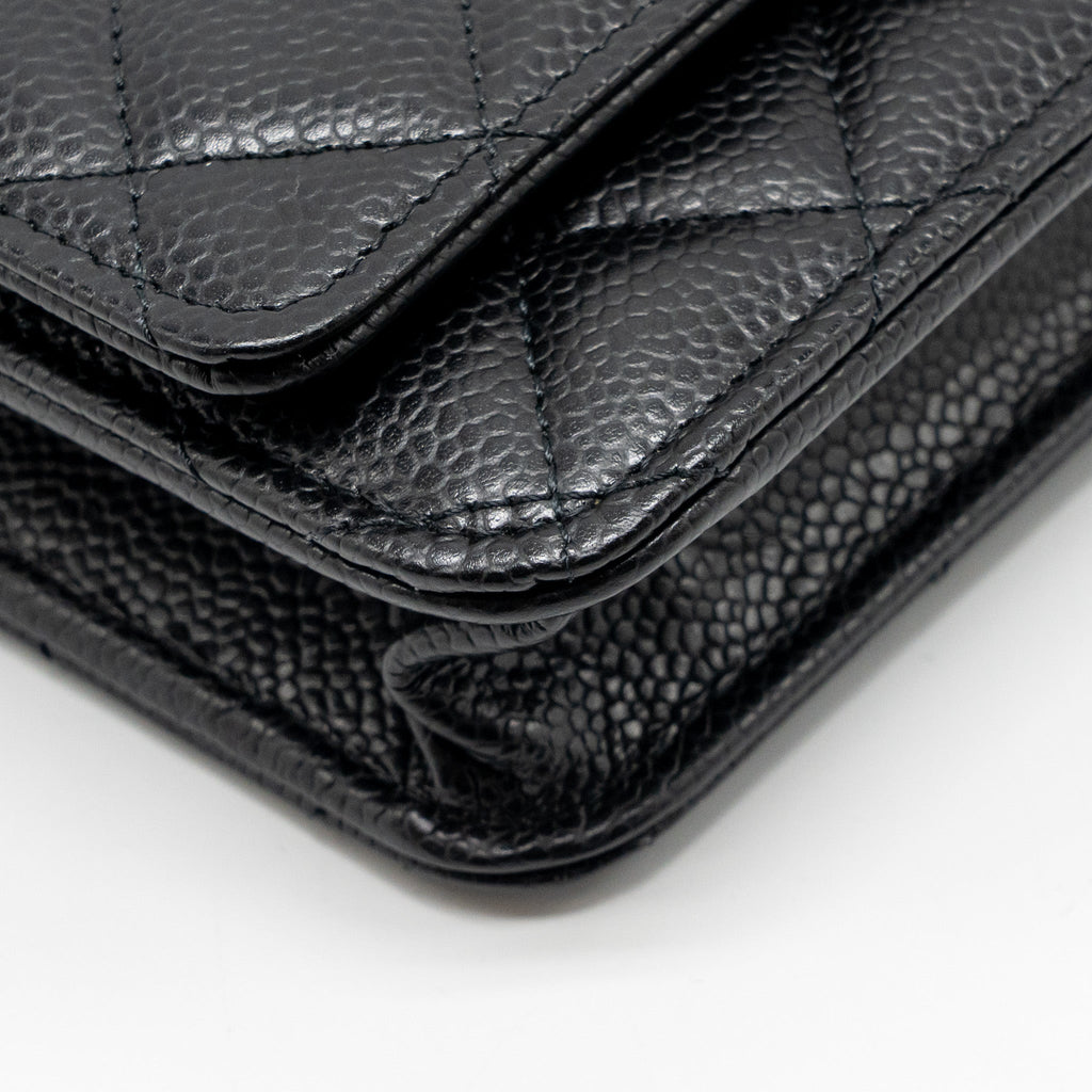 CHANEL CLASSIC WALLET ON CHAIN CAVIAR BLACK GHW (MICROCHIP)