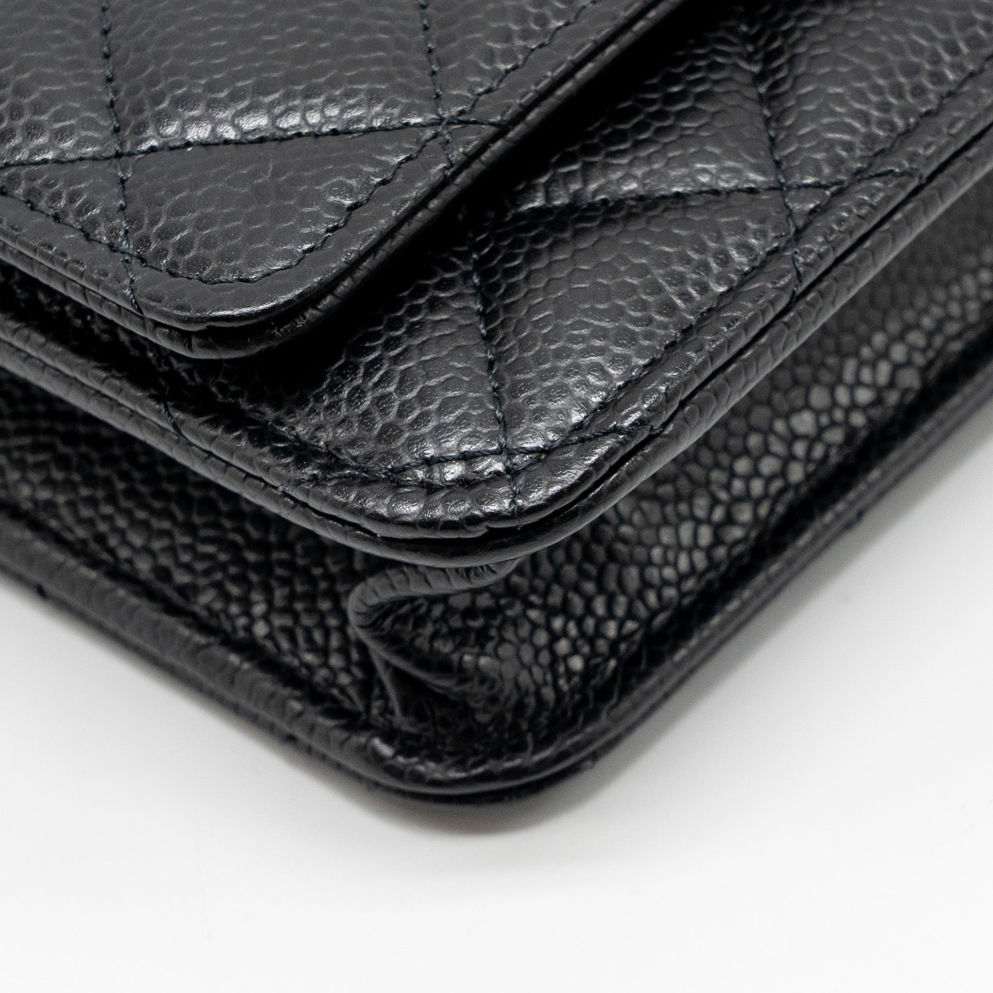 CHANEL CLASSIC WALLET ON CHAIN CAVIAR BLACK GHW (MICROCHIP)