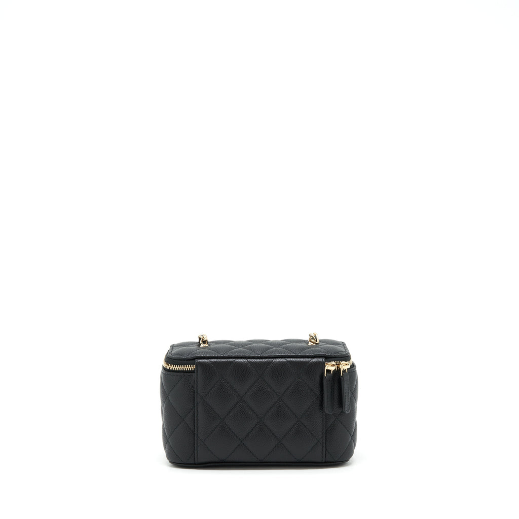 CHANEL 22P LONG VANITY WITH CC LOGO CHAIN CAVIAR BLACK LGHW
