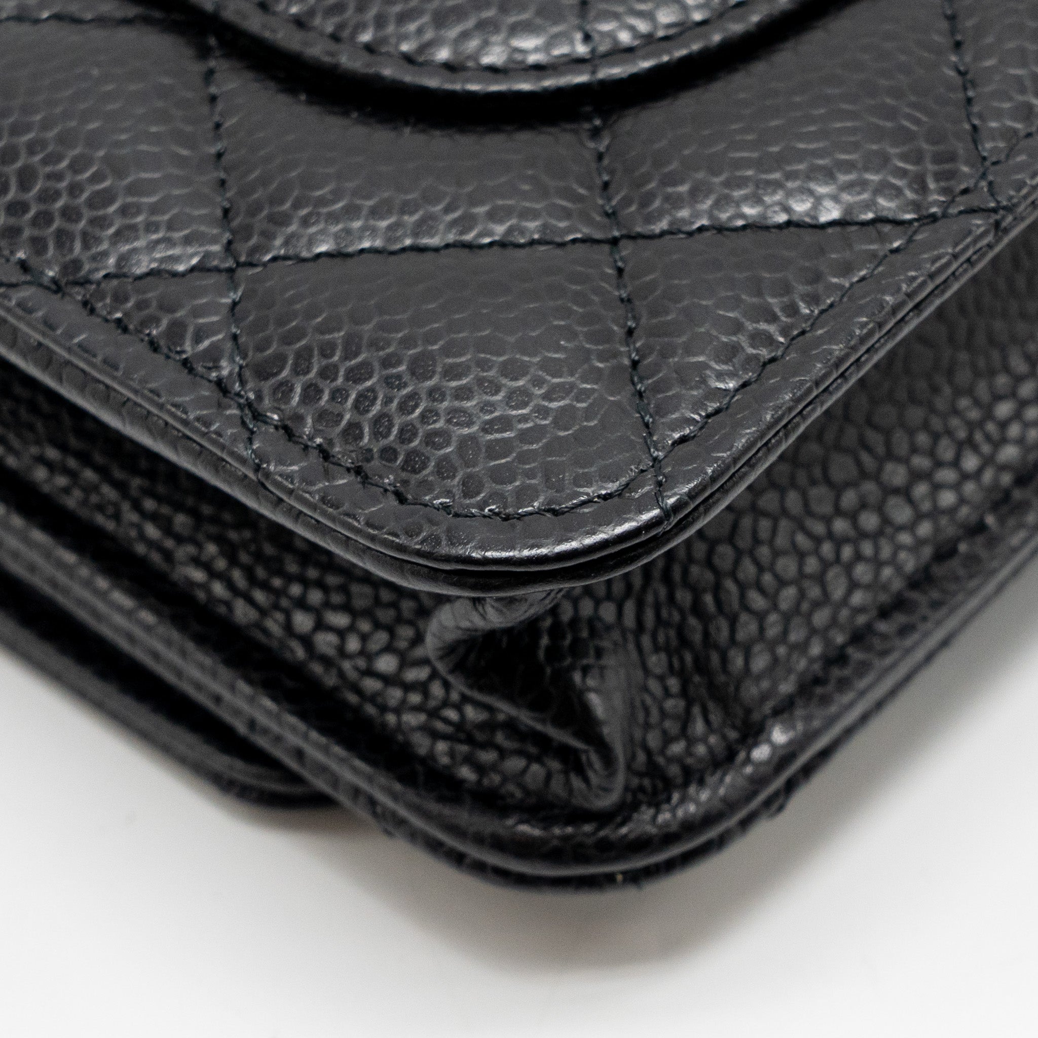 CHANEL CLASSIC WALLET ON CHAIN CAVIAR BLACK GHW (MICROCHIP)