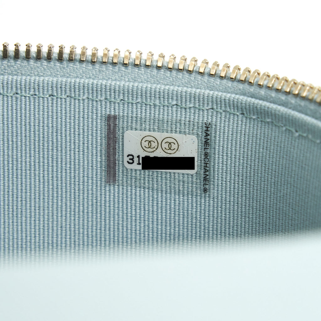 CHANEL 21K RECTANGULAR TOP HANDLE VANITY WITH CHAIN BABY BLUE LGHW