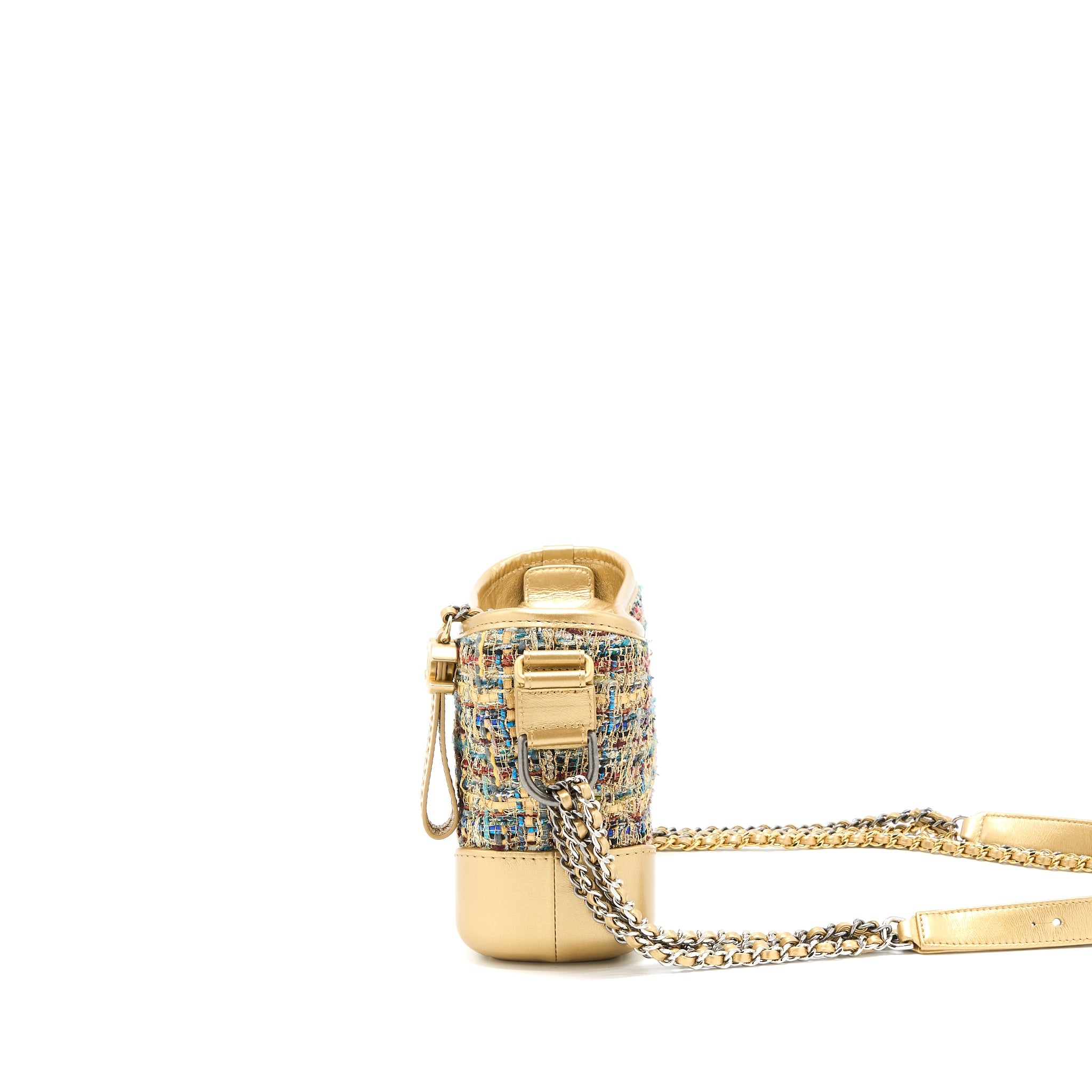CHANEL SMALL GABRIELLE HOBO BAG TWEED GOLD/MULTICOLOUR