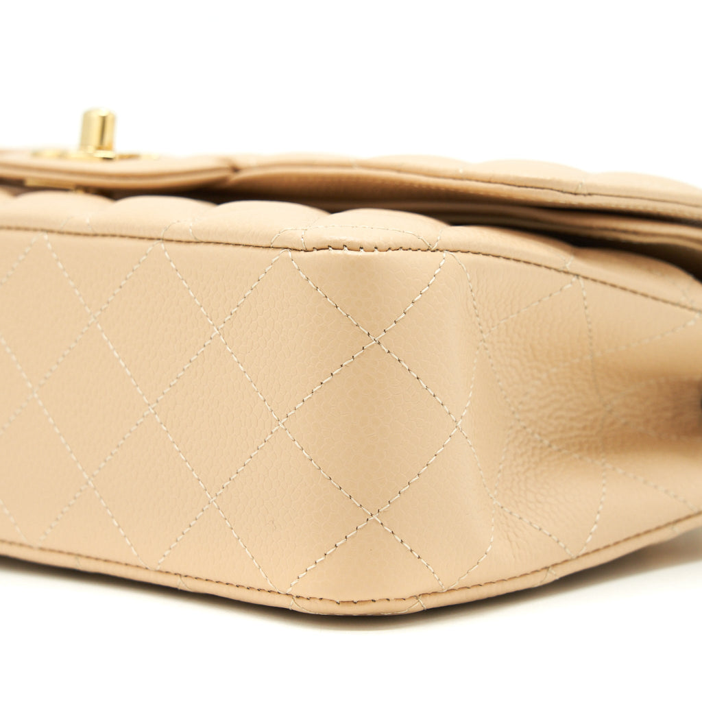 CHANEL CLASSIC DOUBLE FLAP BAG CAVIAR BEIGE GHW