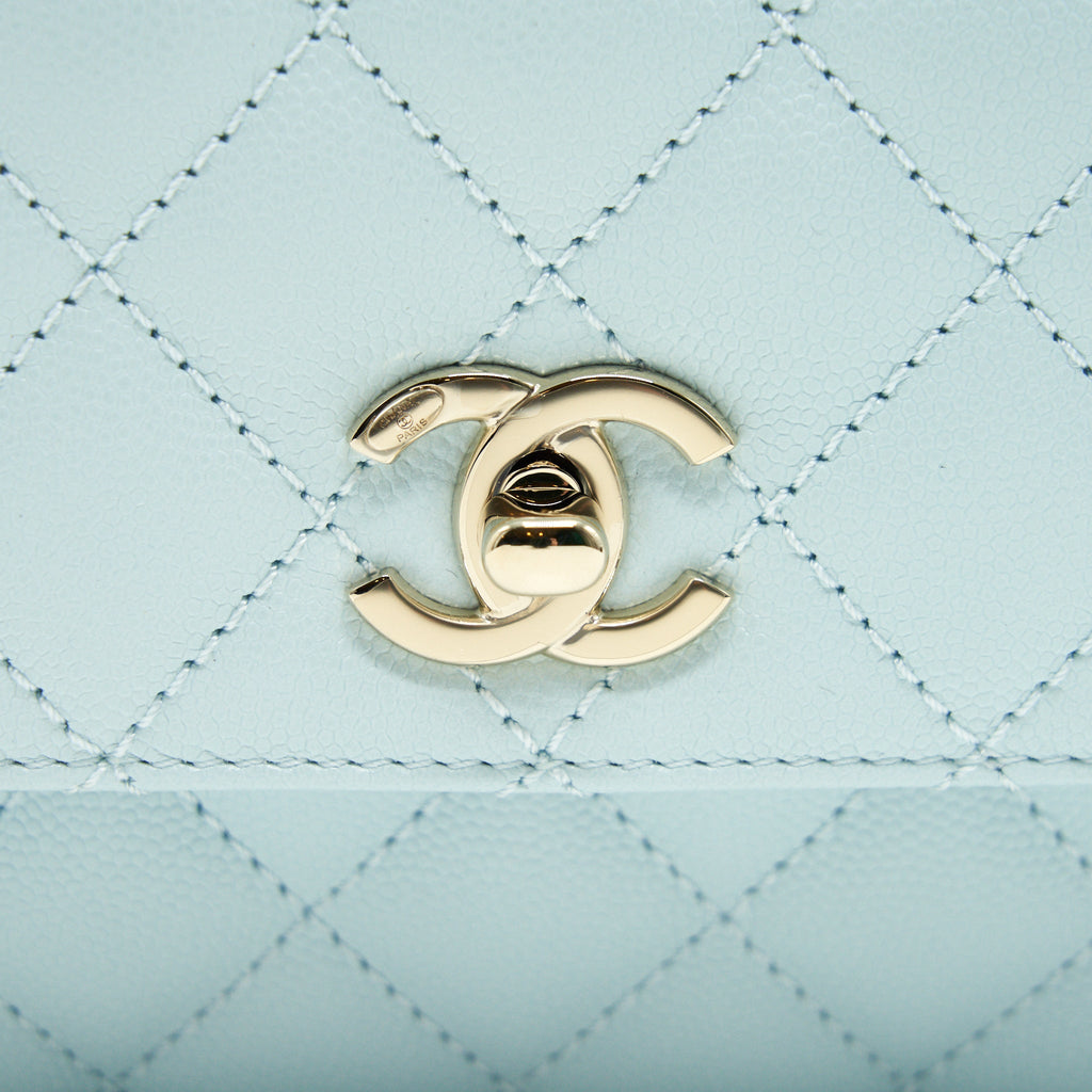 CHANEL 21K BABY BLUE COCO HANDLE SMALL (OLD MINI) 24CM LGHW