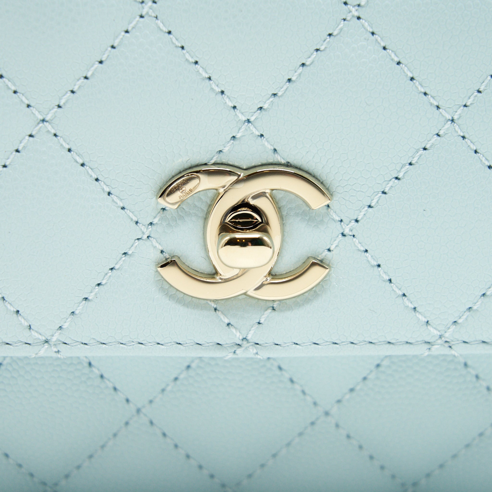 CHANEL 21K BABY BLUE COCO HANDLE SMALL (OLD MINI) 24CM LGHW