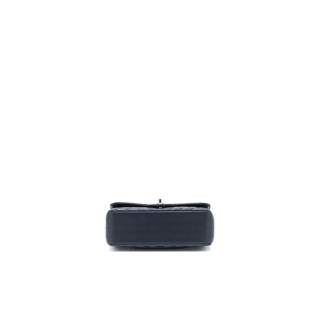 CHANEL MINI RECTANGULAR FLAP BAG CHEVRON LAMBSKIN NAVY SHW