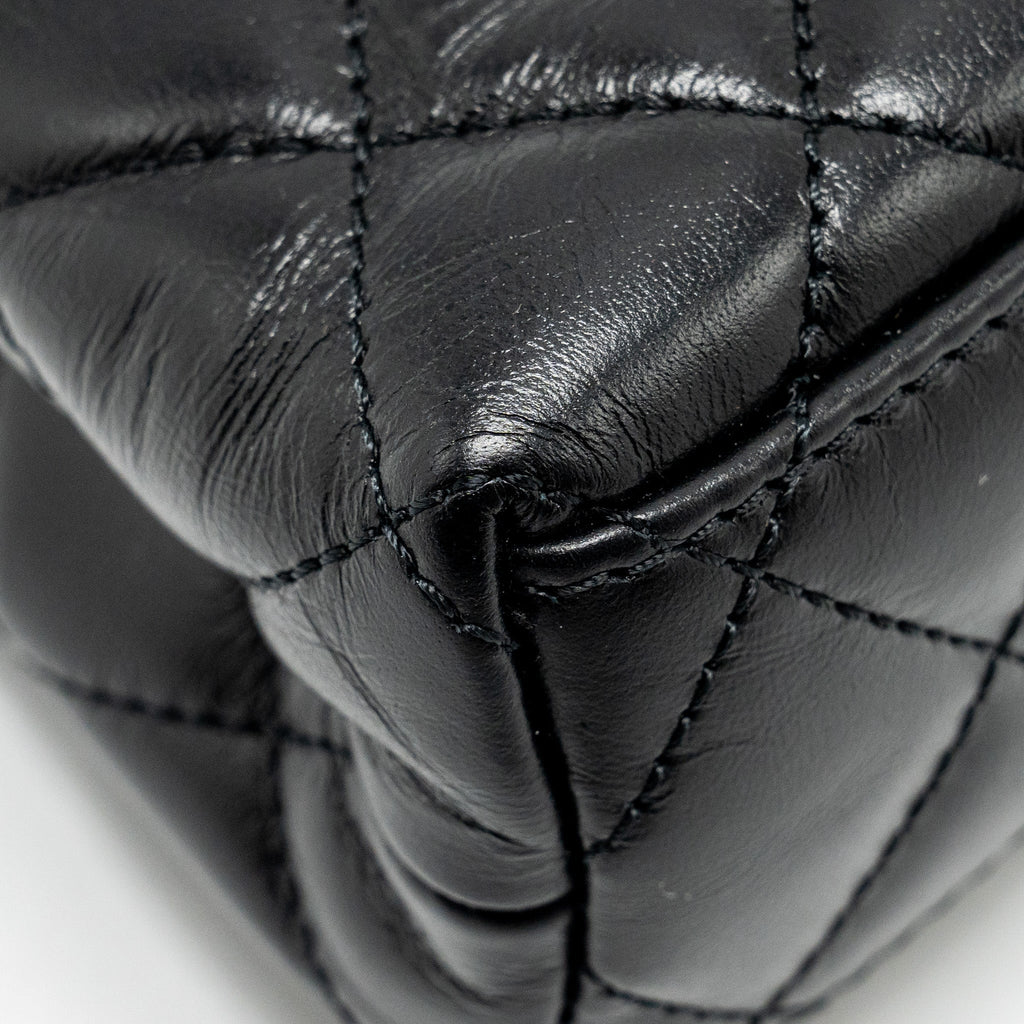 CHANEL MINI KELLY SHOPPING TOTE BAG CALFSKIN BLACK GHW (MICROCHIP)