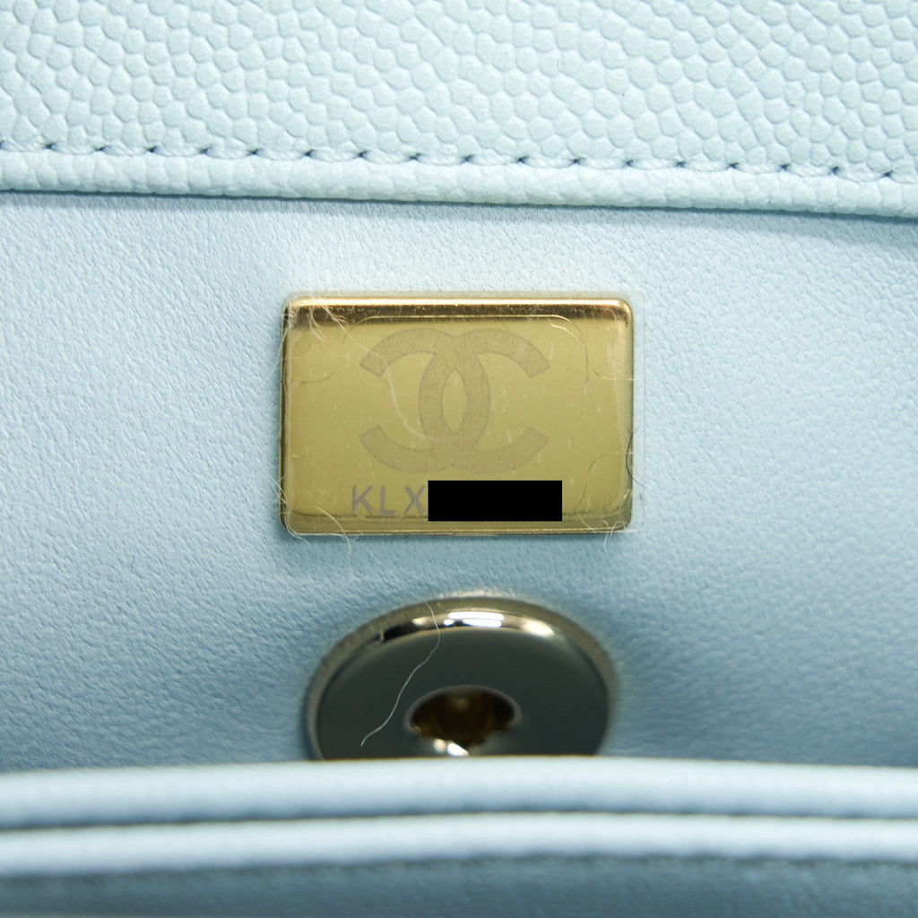 CHANEL 21K BABY BLUE COCO HANDLE SMALL (OLD MINI) 24CM LGHW