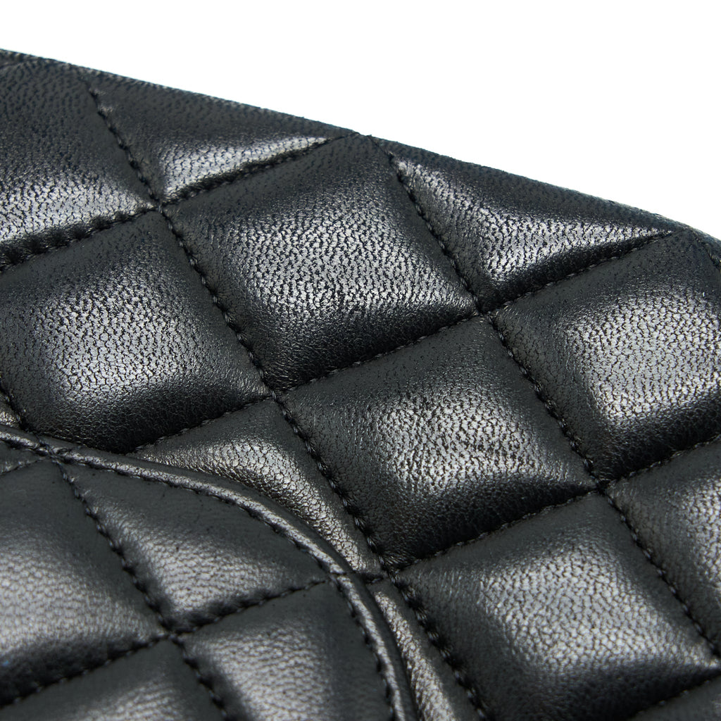 CHANEL MEDIUM CLASSIC DOUBLE FLAP BAG LAMBSKIN BLACK GHW