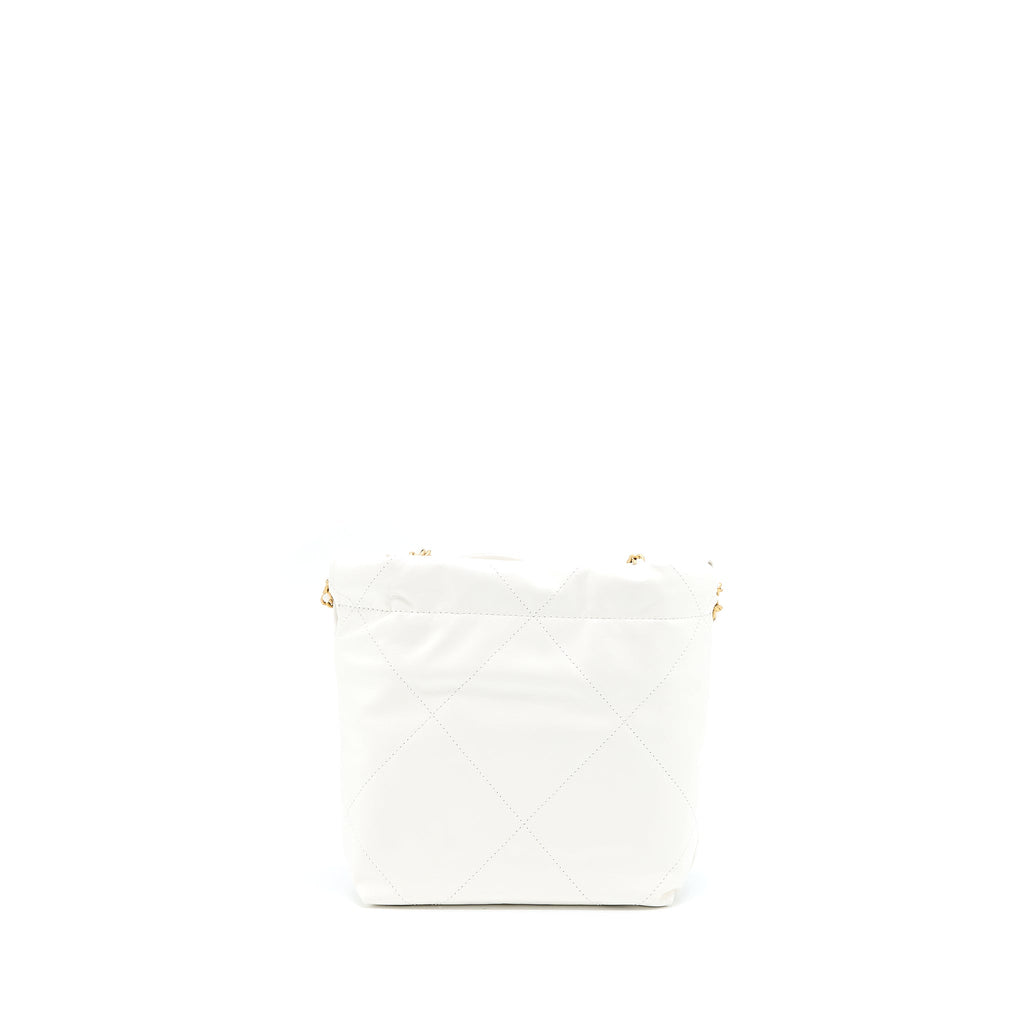 CHANEL 23S MINI 22 BAG SHINY CALFSKIN WHITE GHW (MICROCHIP)