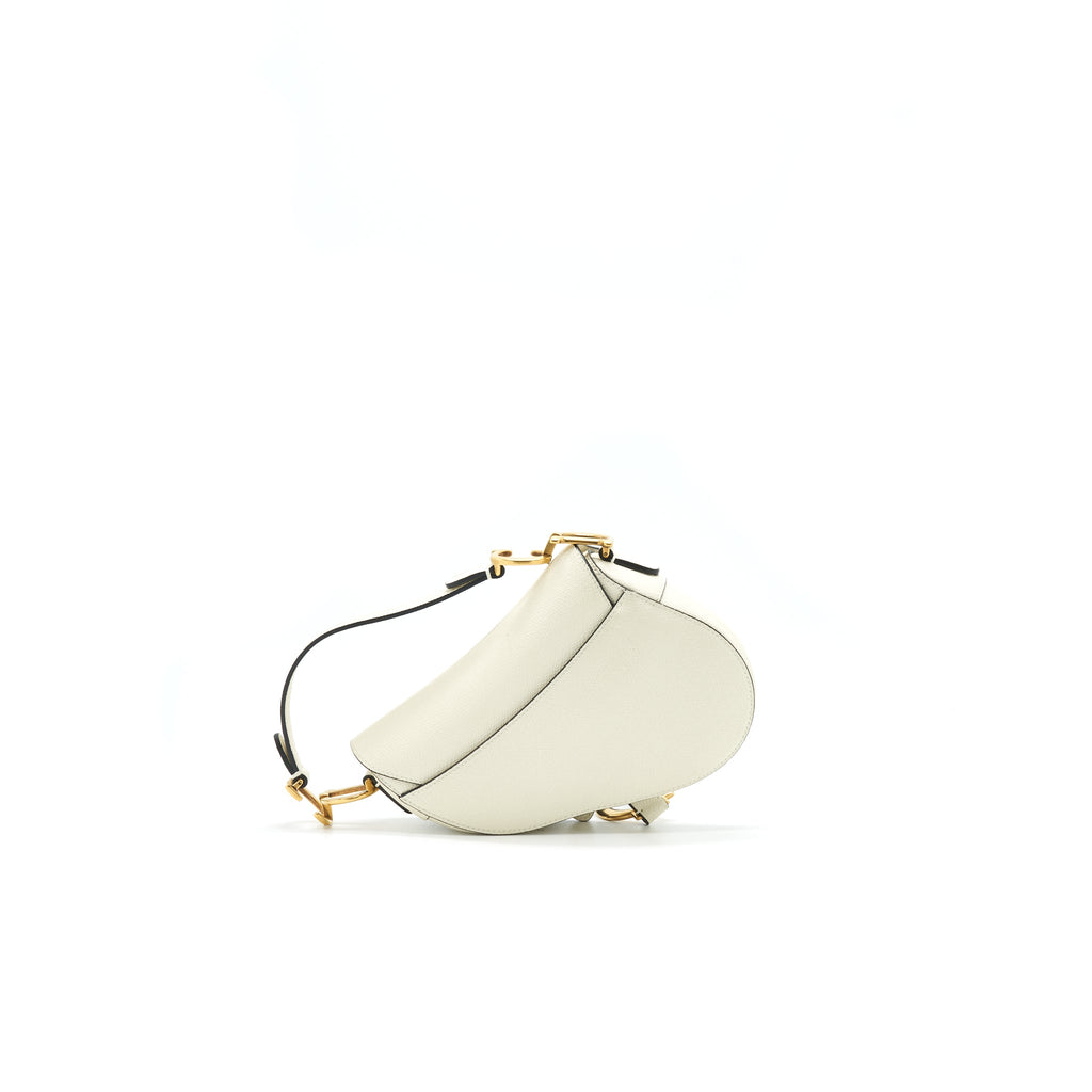 DIOR SMALL SADDLE BAG WHITE GHW