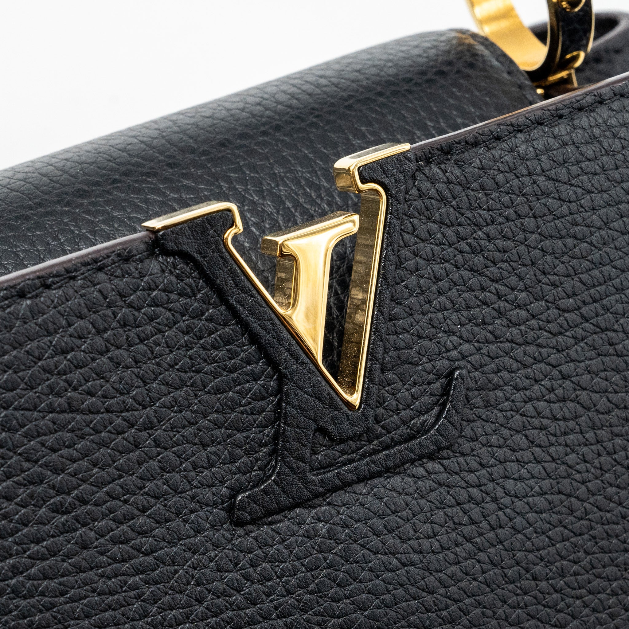 LOUIS VUITTON CAPUCINES BB TAURILLON BLACK / PINK GHW