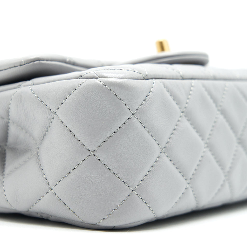 CHANEL 21B PEARL CRUSH MINI RECTANGULAR FLAP BAG GREY GHW
