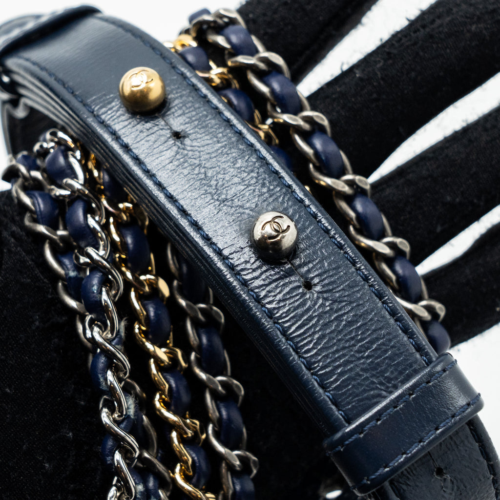 CHANEL SMALL GABRIELLE HOBO BAG CALFSKIN BLUE MULTICOLOUR HARDWARE