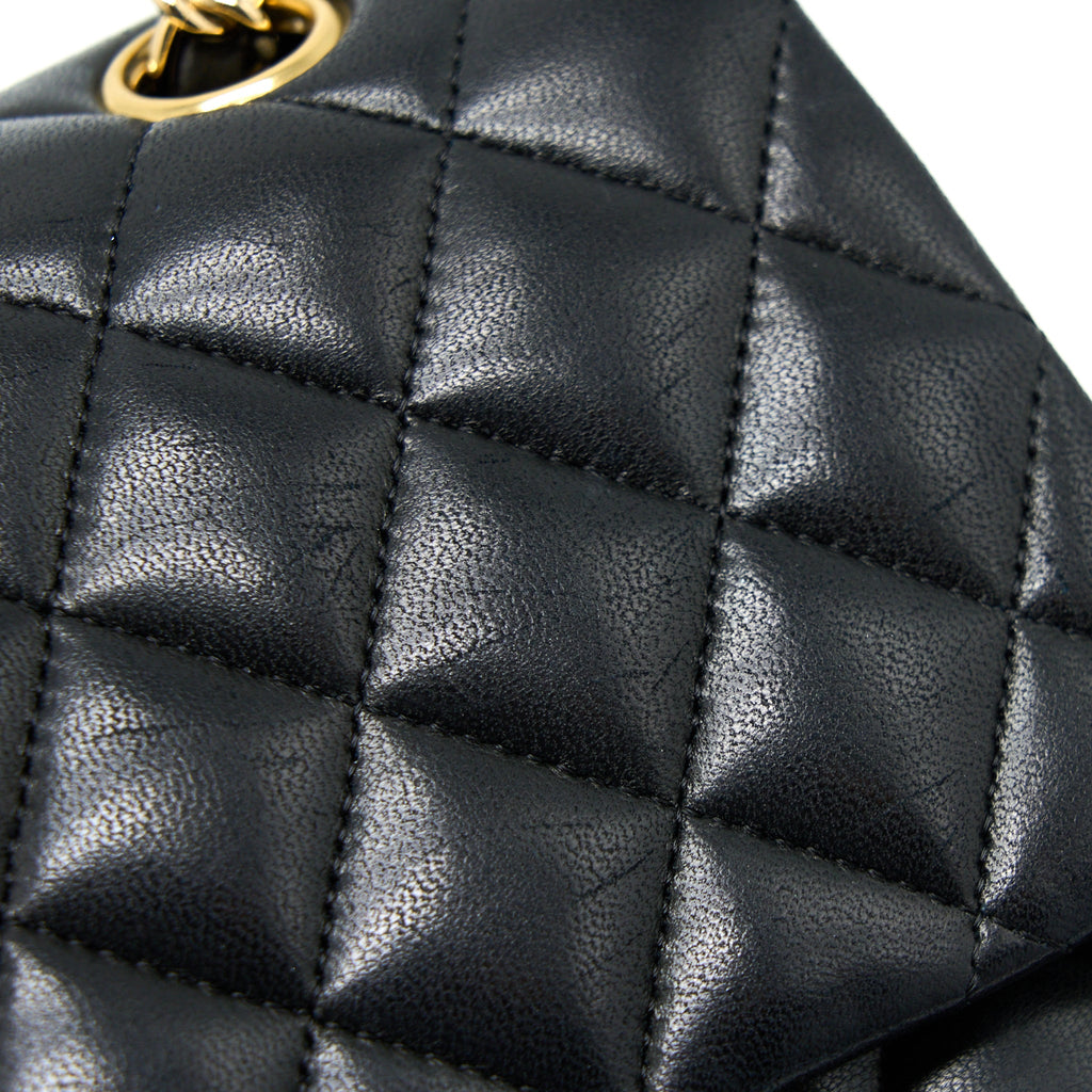 CHANEL MEDIUM CLASSIC DOUBLE FLAP BAG LAMBSKIN BLACK GHW