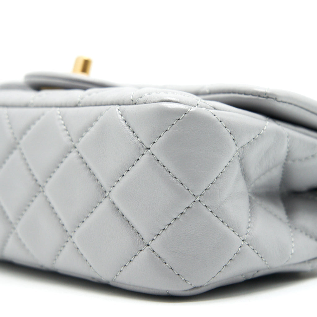 CHANEL 21B PEARL CRUSH MINI RECTANGULAR FLAP BAG GREY GHW